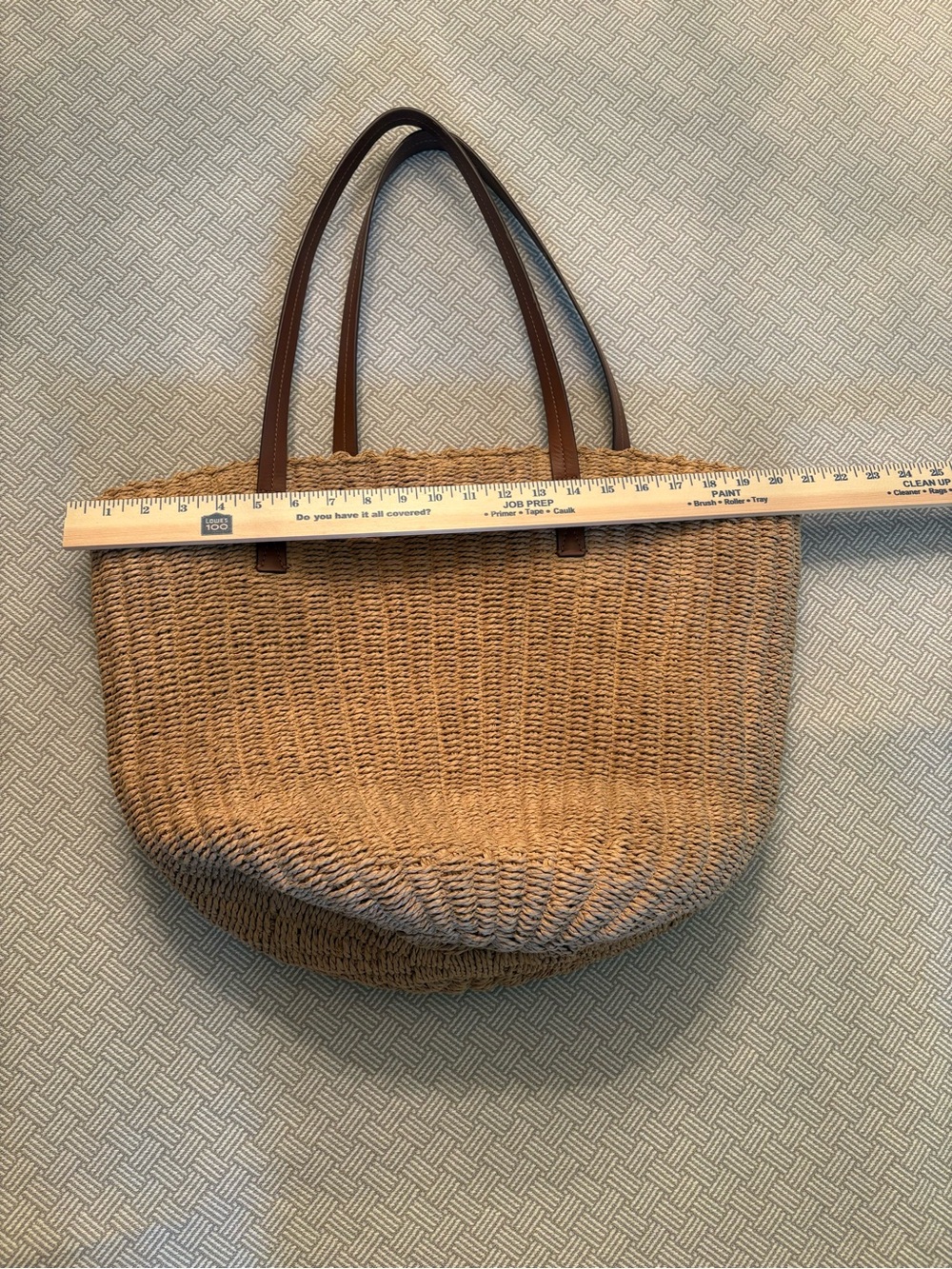 J. Crew Straw Market Tote with Brown Leather Handles NWOT - Picture 8 of 11